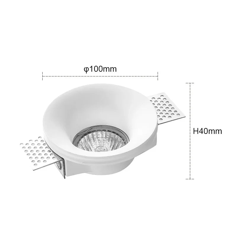 Recessed Gypsum Downlight Ceiling Lamp GU10 LED Anti-Glare Embedded Borderless Spotlight Living Room Bedroom Aisle Home Lighting