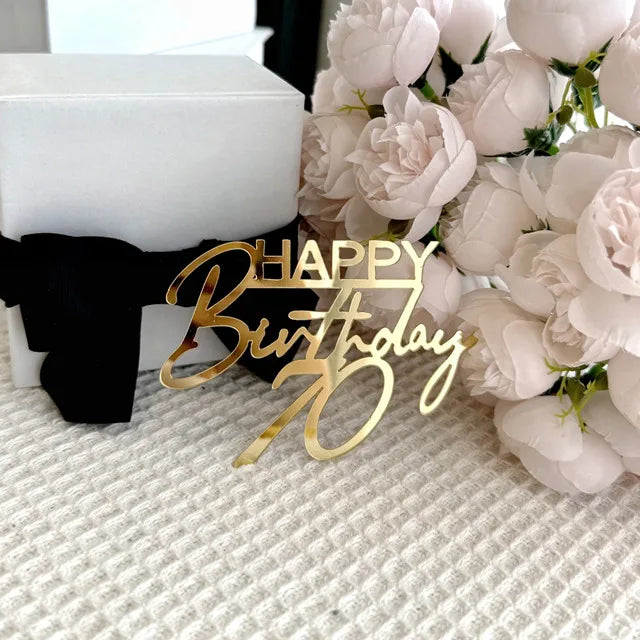 New 18, 30, 40 and 50 Years Old Happy Birthday Cake Topper Gold Acrylic Birthday  Party Cake Toppers Decorations Baking Supplies