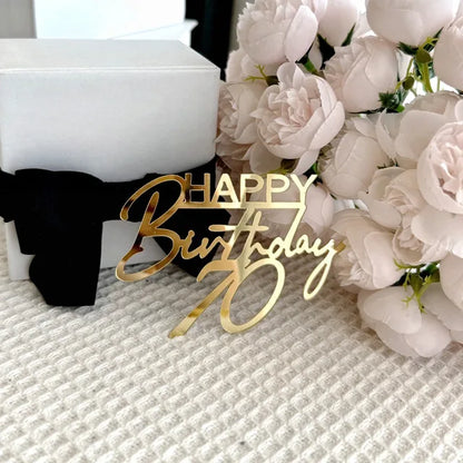 New 18, 30, 40 and 50 Years Old Happy Birthday Cake Topper Gold Acrylic Birthday  Party Cake Toppers Decorations Baking Supplies