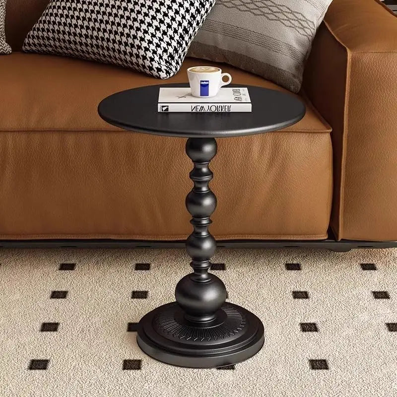 Metal Small Round End Table,Vintage Bedside Drink Table Nightstand Modern Accent Pedestal Tables Coffee Tables for Living Room