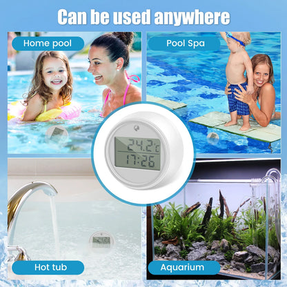 1/2Pcs Ice Bath Thermometer with Timer Small Floating Waterproof Thermometer with Clear Display Flashing Light for Hot-Cold Bath
