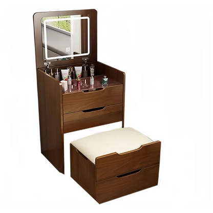 (60cm) 3 in 1 Vanity Desk with Plip Top Mirror, Small Make Up Vanity Set with Visible Glass Desktop