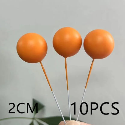 10 Pcs Colour Ball Happy Birthday Cake Topper 3CM Frosted Balls Kids Christmas Party Gift Cake Topper Wedding Dessert Decoration