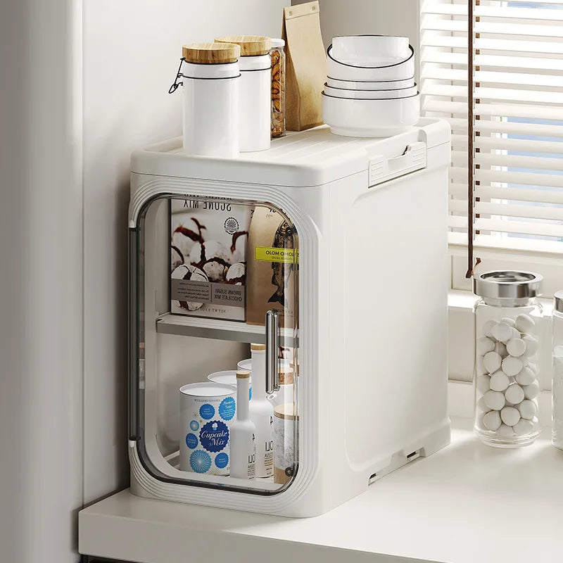 Household bathroom narrow seam storage cabinet, multifunctional foldable with wheels, dust-proof and crevice storage cabinet
