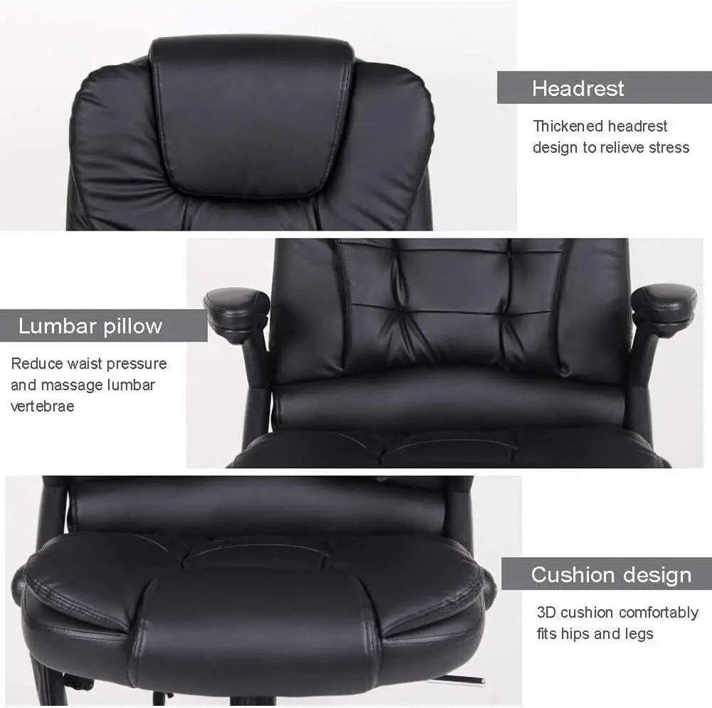 Office Chairs with Footrest 360° Swivel 2-point Massage Computer Chair Adjustable High Back