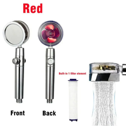 360 Degrees Rotation Handheld Turbo Fan Shower Head High Pressure Water Saving Spray Adjustable Filters Bathroom Accessories