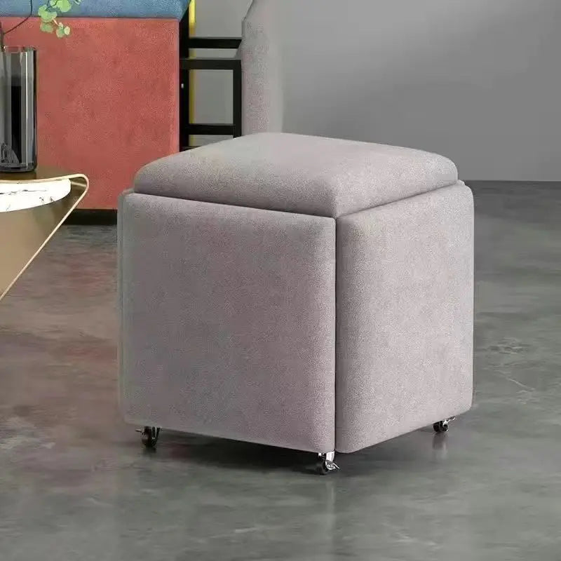 Multi-Functional Rubik's Cube Stool - 5-in-1 Storage Ottoman, Serves as Coffee Table, Dining & Shoe Bench, Nordic Style, silla