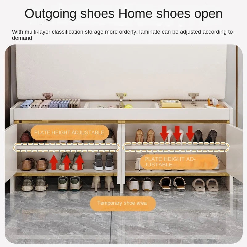 Shoe changing bench household entrance shoe bench can sit on shoe cabinet soft seat integrated storage low cabinet