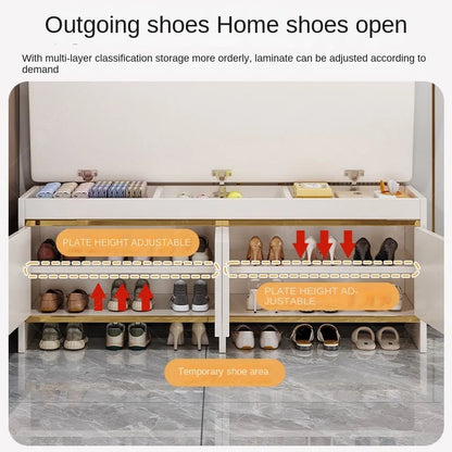 Shoe changing bench household entrance shoe bench can sit on shoe cabinet soft seat integrated storage low cabinet