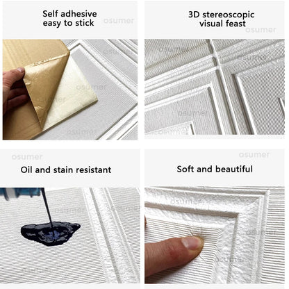 70cm*70cm 3D Room Decor Warm Decoration Self-adhesive Wall Stickers Foam Waterproof Anti-collision Wallpaper Ceiling Background