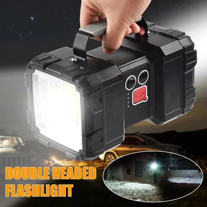 XHP100 Super Bright LED Touch Light Searchlight Double Head Flashlight USB Rechargeable Portable Outdoor Emergency Lights