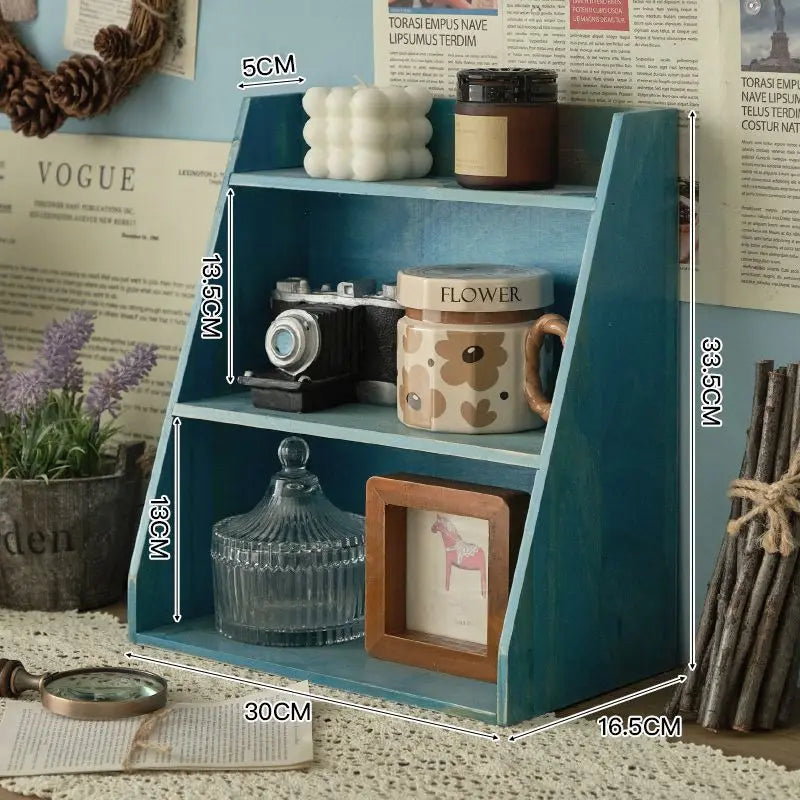Solid Wood Cosmetics Storage Rack Multifunctional Organizer Desktop Cup Sample Storage Box Multi-layer Wooden Retro Storage Rack