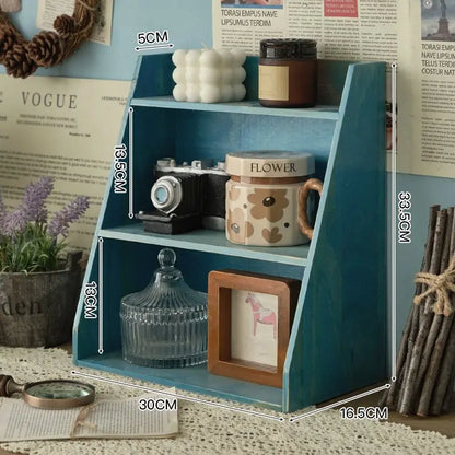 Solid Wood Cosmetics Storage Rack Multifunctional Organizer Desktop Cup Sample Storage Box Multi-layer Wooden Retro Storage Rack