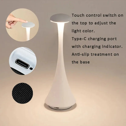 New Arrival Mushroom Table Lamp Rechargeable Wireless touch Lamp Creative Lamp USB-C Desk Lamp Hotel Bedroom Atmosphere Light