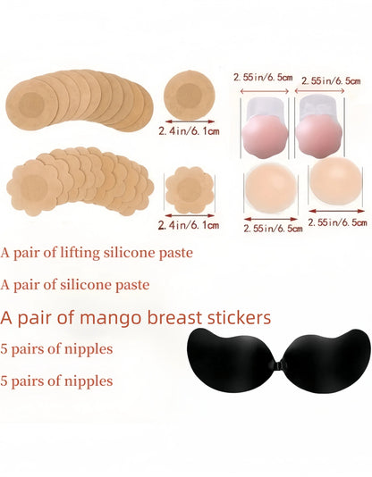 Adhesive bra, breathable adhesive bra, invisible strapless silicone bra, suitable for backless wear