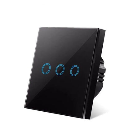EU Touch Switch AC100 240V Tempered Black White Crystal Glass Panel Power Wall Light Sensor Switches