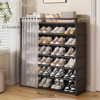 Dustproof Foldable Shoe Display Rack with Non-Slip Base, Easy to Clean, Multi-Layer Storage Shelf for Shoes and Accessories
