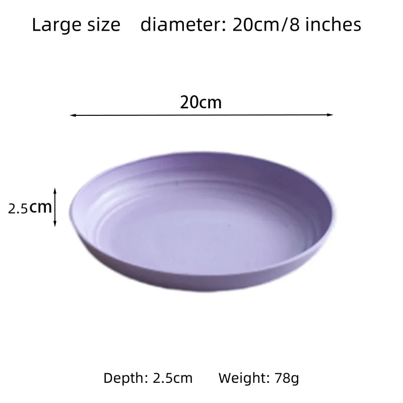 5 PCS Nordic Wheat Straw Plate Fruit Plate Vegetable Plate Plastic Bone Spitting Plate Dry Fruit Plate Tableware Large Plate