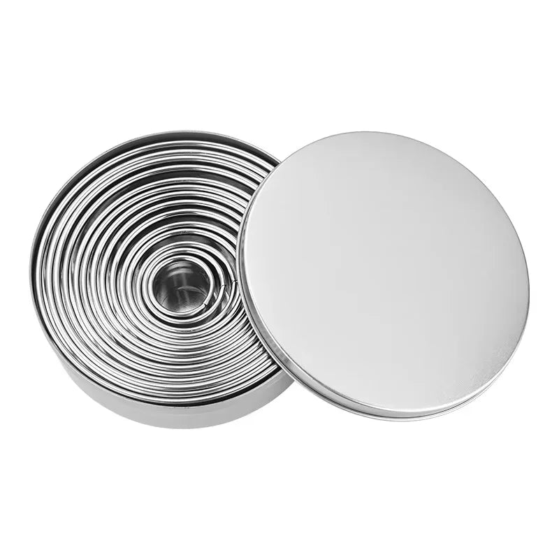 14 Pieces Round Cookie Biscuit Cutter Set Stainless Steel Donut Cutter Ring Molds Kitchen Graduated Circle Pastry Cutters YY129