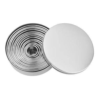 14 Pieces Round Cookie Biscuit Cutter Set Stainless Steel Donut Cutter Ring Molds Kitchen Graduated Circle Pastry Cutters YY129