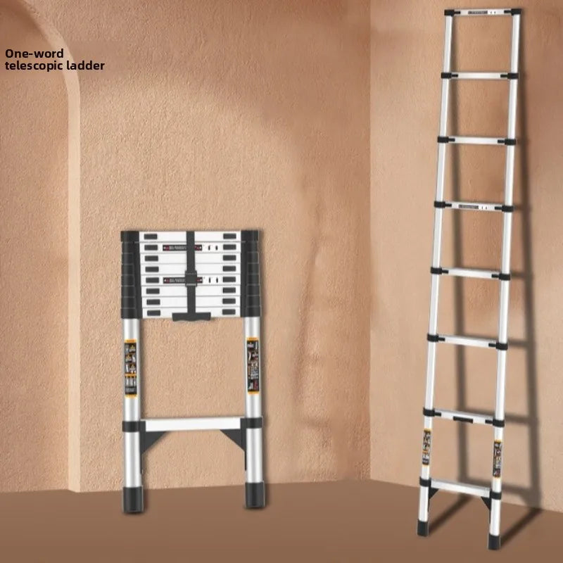 Stainless steel telescopic ladder thickened straight ladder folding herringbone ladder portable household ladder