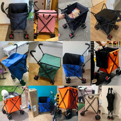 Foldable Shopping Cart, 100L Capacity, 80kg Load, Detachable Washable Bag, Compact Grocery Cart for Supermarket & Urban Use