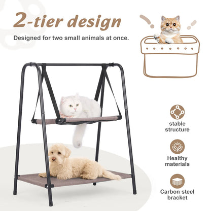 Cat Hammock Window Bed Kitten Sunny Seat Hanging Mount Beds Cat Sofa Wall Pet Hanging Winter Dual-Layer Hammock Cat Climbing