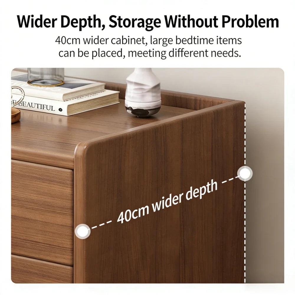 Modern New Chinese Style Nightstand - Narrow Solid Wood Bedside Table with Storage Drawer, Minimalist Bedroom Furniture
