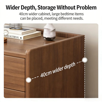 Modern New Chinese Style Nightstand - Narrow Solid Wood Bedside Table with Storage Drawer, Minimalist Bedroom Furniture