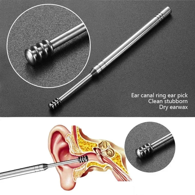 Effective 6Pcs Earwax Cleaning Tool with Spiral Earpick and Ear Curette, Ear Care Tool for Daily Use