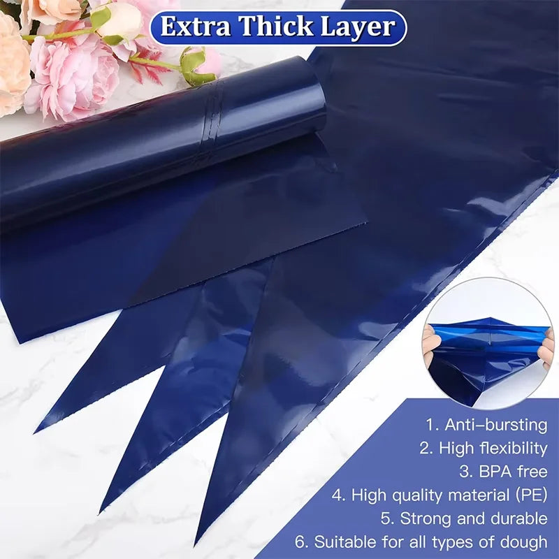 Large Disposable Piping Bags 21inch Disposable Piping Bags Anti-Burst Thick Pastry Icing Bags For Frosting Cakes Decoration