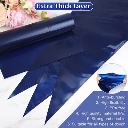 Large Disposable Piping Bags 21inch Disposable Piping Bags Anti-Burst Thick Pastry Icing Bags For Frosting Cakes Decoration