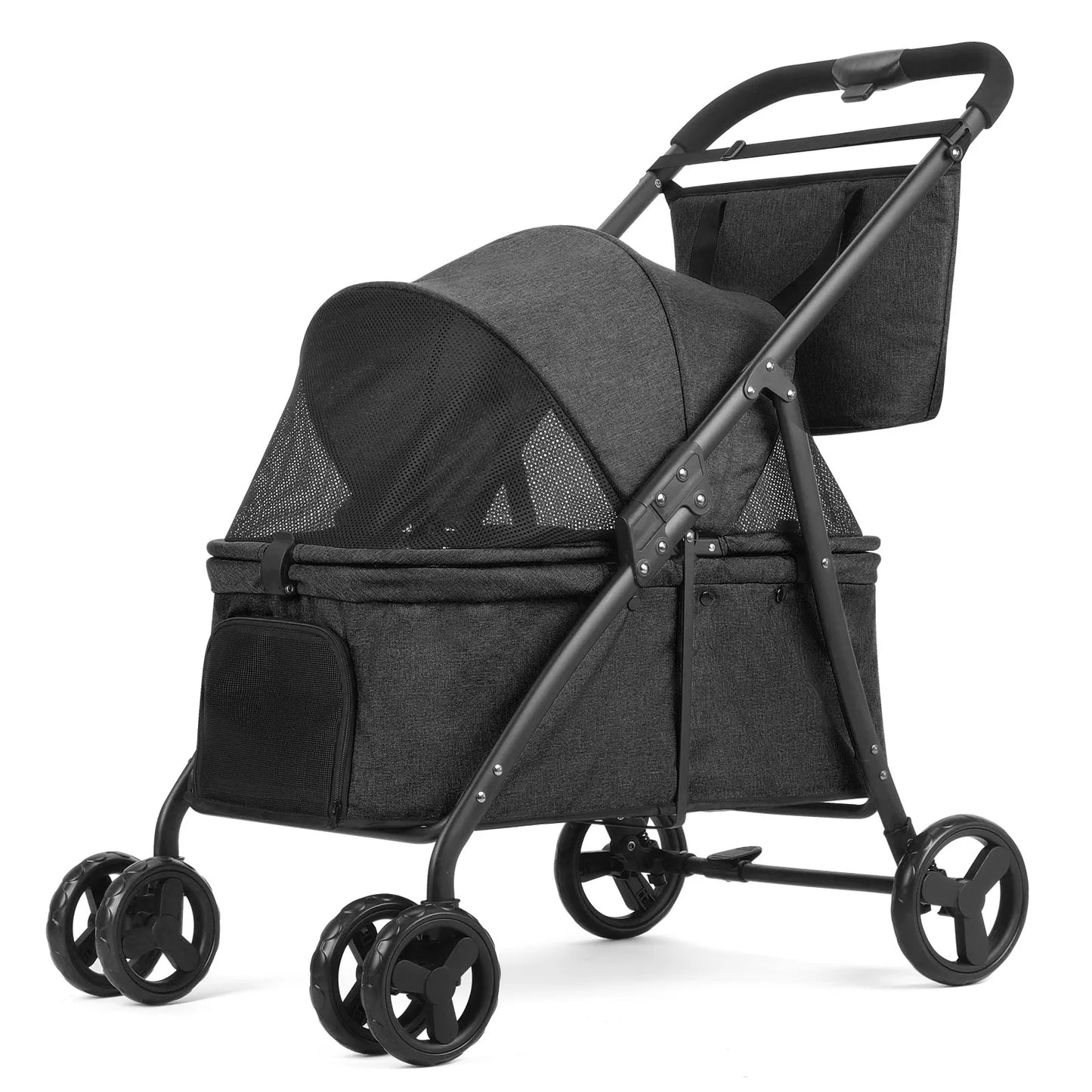 Foldable Dog Stroller Portable Dog Buggy 4 Wheel Pet Stroller Pushchair Travel Carriage Stroller Cart with Fashion  bag