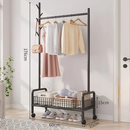 Foldable Standing Coat Rack Clothes Hanger Floor Coat Stand Portable Collapsible Organizer Bedroom Balcony Entryway Hall