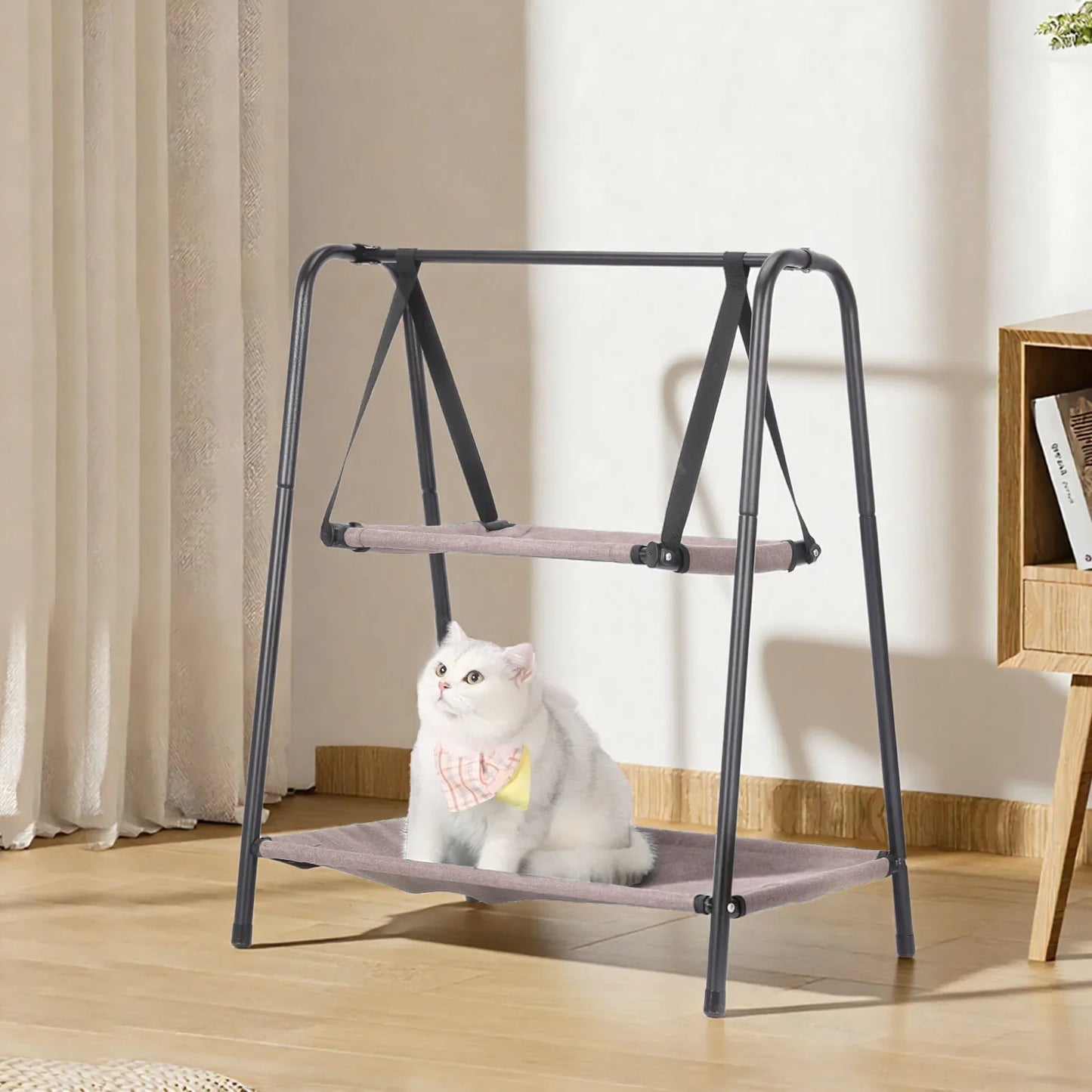 Cat Hammock Window Bed Kitten Sunny Seat Hanging Mount Beds Cat Sofa Wall Pet Hanging Winter Dual-Layer Hammock Cat Climbing