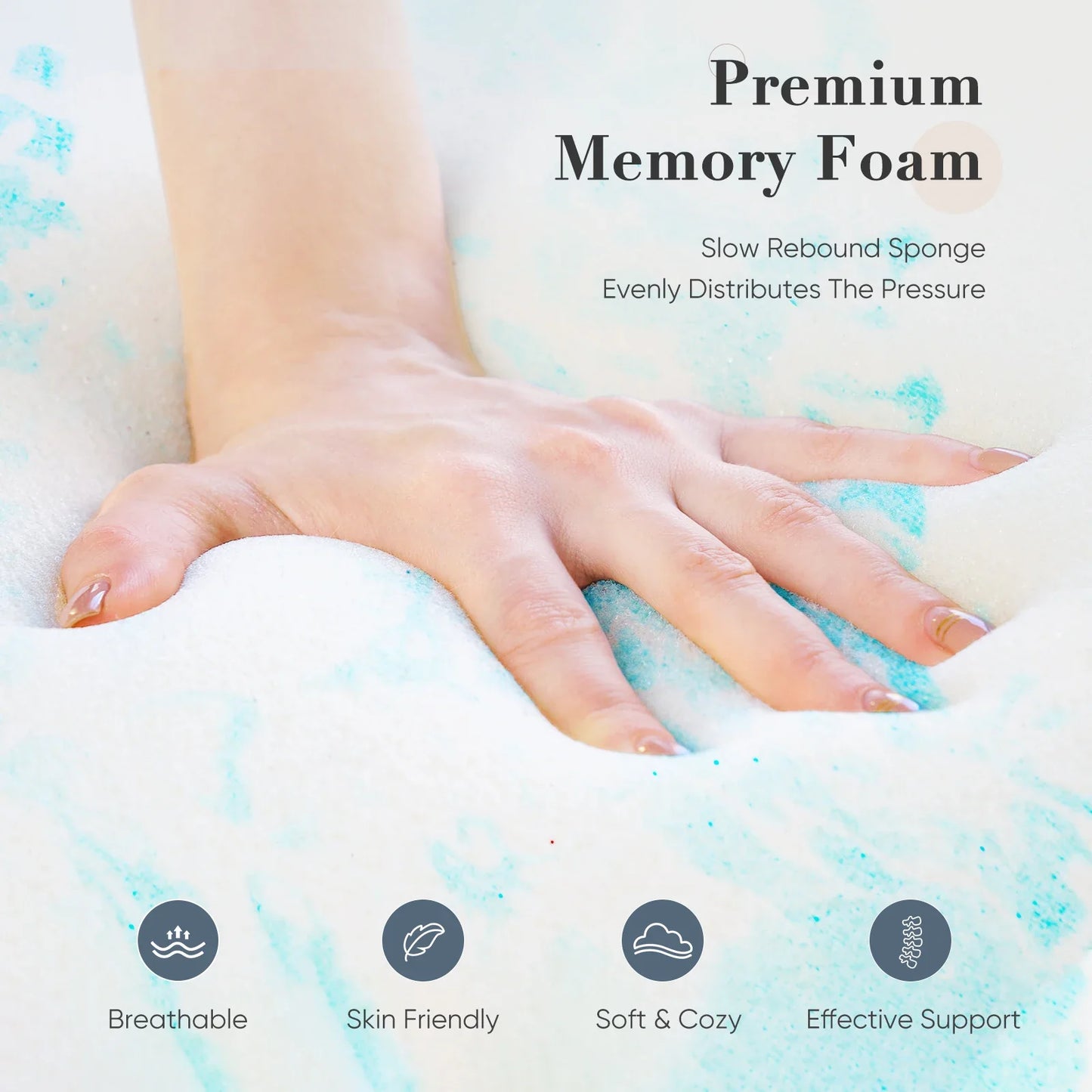 JHK 2-3 Inch Gel Memory Foam Mattress Topper Full Size Cooling Mattress Soft and Breathable Bed Topper School Bedroom Furniture