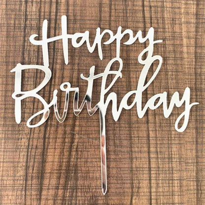 New side acrylic Happy Birthday Cake Topper Red gold combo Kids Party Cupcake Toppers For Baby Shower Gift Dessert Decoration