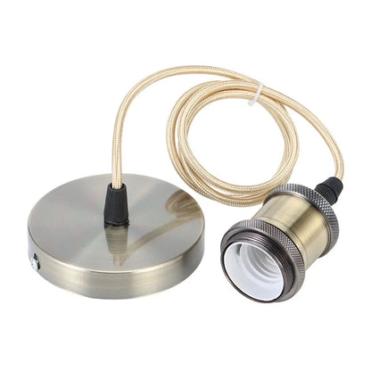 E27 suspension wire lamp holder, antique copper metal pendant lamp holder set, vintage electroplated aluminum shell lamp holder