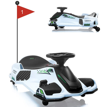 24V Electric Go-Kart Kids Outdoor Ride On Drift Racing Car Toy with Variable Speeds Up to 7.5 Mph,LED Lights,Music,USB Port