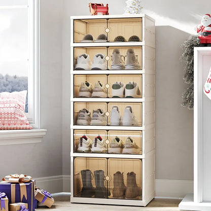 Home dust-proof shoe cabinet, no installation required, foldable transparent folding shoe box, large capacity shoe storage box