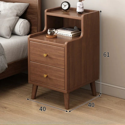 Modern New Chinese Style Nightstand - Narrow Solid Wood Bedside Table with Storage Drawer, Minimalist Bedroom Furniture