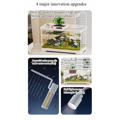 Fish tank household aquarium living room desktop ecological circulation tank filter oxygenation integrated tank with cover