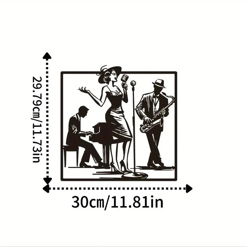 Vintage Multi-Layer Jazz Band Wall Art – Handcrafted Metal Musician Sculpture with Retro Black Finish | Ideal for Home, Bar