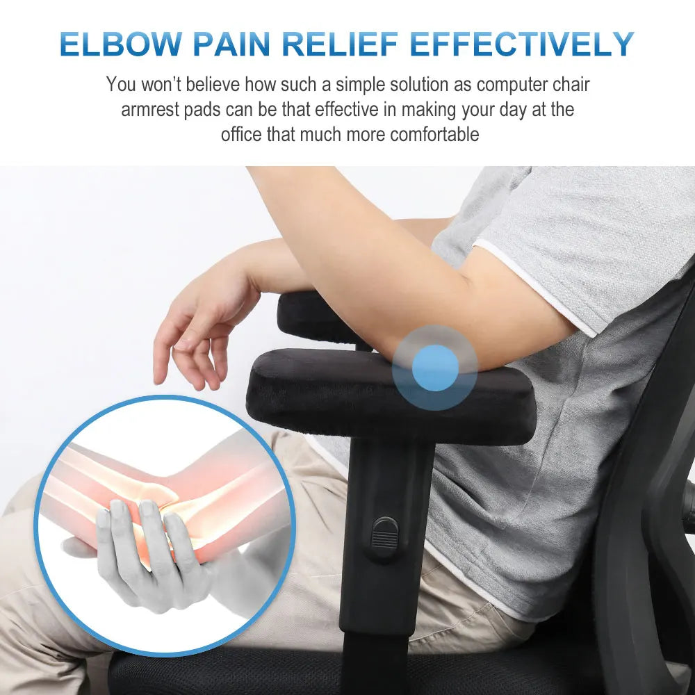 1 pair of ergonomic memory foam office chair armrests, comfortable game chair armrests for elbow and forearm decompression