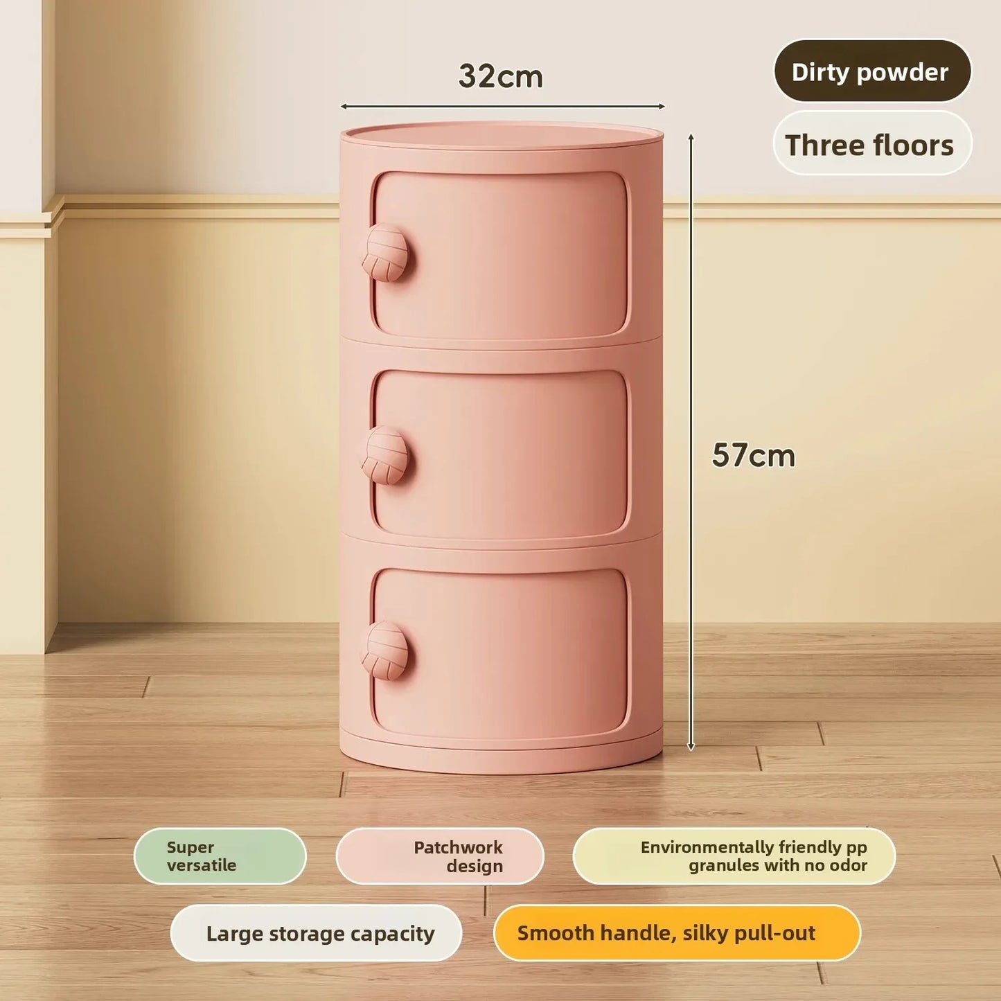 Bedside table Cream wind multi-layer cylindrical bedroom locker Ornament storage cabinet