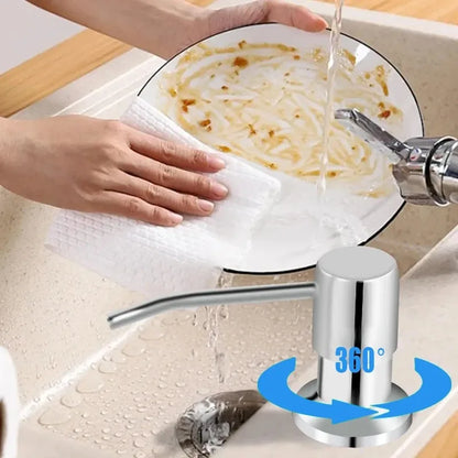 Stainless Steel Press Head Soap Dispenser for Kitchen Sink Soap Dispenser Extension Tube kit Under Sink Soap Dispenser Pump