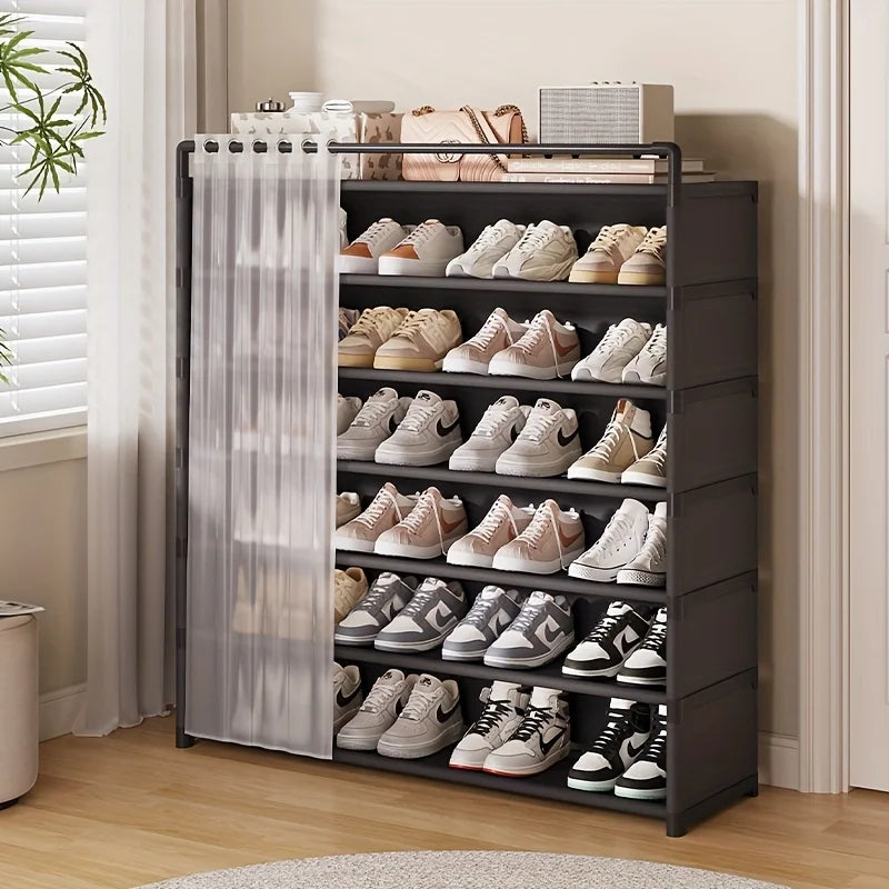 Dustproof Foldable Shoe Display Rack with Non-Slip Base, Easy to Clean, Multi-Layer Storage Shelf for Shoes and Accessories