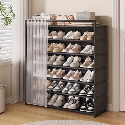 Dustproof Foldable Shoe Display Rack with Non-Slip Base, Easy to Clean, Multi-Layer Storage Shelf for Shoes and Accessories