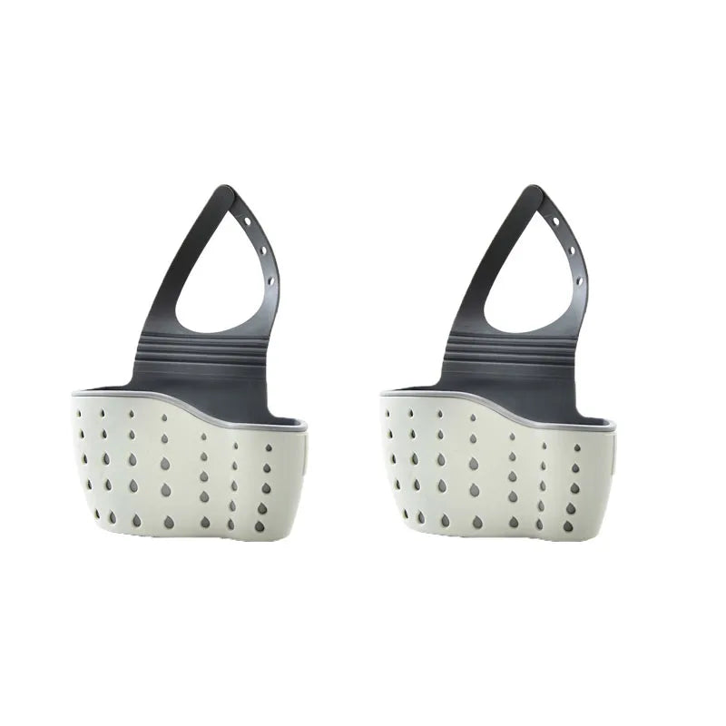 1-4PCS Household Adjustable Button Type Sink Drain Hanging Bag Kitchen Storage Shelf Faucet Sponge Twolayer Drain Hanging Basket