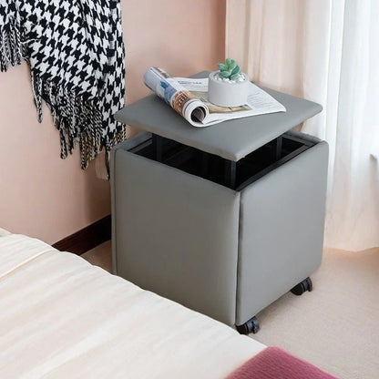 Multi-Functional Rubik's Cube Stool - 5-in-1 Storage Ottoman, Serves as Coffee Table, Dining & Shoe Bench, Nordic Style, silla